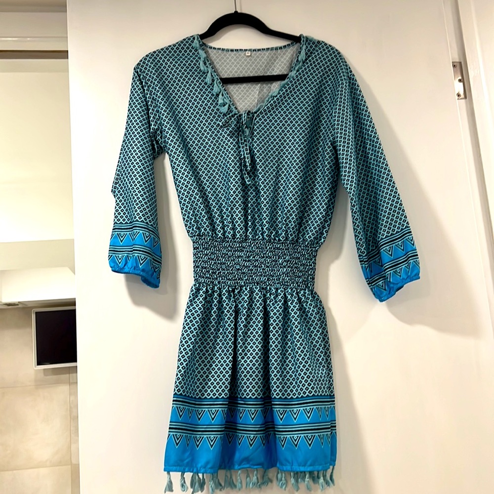 Womens cute geometric fun mini party dress. Great for summer. One off boutique.